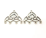 4 Silver Connector Charms Antique Silver Plated Metal (31x28mm) G11379