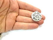 2 Flower Charm Silver Charms Antique Silver Plated Metal (27mm) G11381