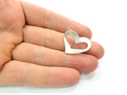 6 Heart Charm Connector Silver Charms Antique Silver Plated Metal (25x20mm) G11382