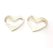 6 Heart Charm Connector Silver Charms Antique Silver Plated Metal (25x20mm) G11382