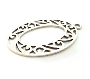 2 Oval Frame Charm Silver Charms Antique Silver Plated Metal (48x29mm) G11383