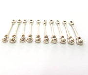 20 Silver Charms Antique Silver Plated Metal (25x4mm) G11388