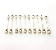 20 Silver Charms Antique Silver Plated Metal (25x4mm) G11388
