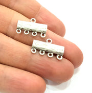 8 Silver End Bar Connector Antique Silver Plated Metal (20x13mm) G14921