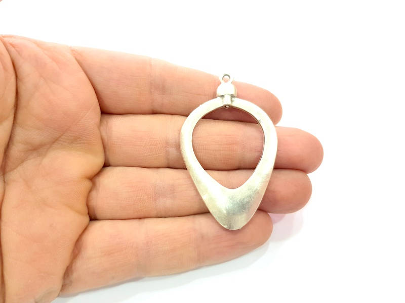 2 Silver Pendant Antique Silver Plated Metal (55x33mm) G11394