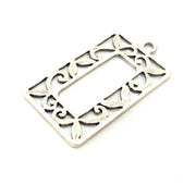 2 Rectangle Frame Charm Silver Charms Antique Silver Plated Metal (46x24mm) G11400