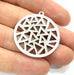 2 Textured Triangular Circle Charm Silver Charms Antique Silver Plated Metal (35mm) G11404