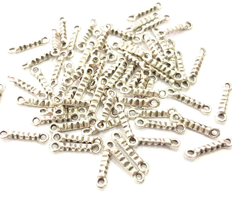 30 Ringed Rod Connector Twisted Connector Antique Silver Plated Metal (16x3mm) G11406