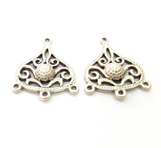 2 Silver Connector Charms Antique Silver Plated Metal (34x26mm) G11409