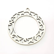 Circle Frame Pendant Silver Pendant Antique Silver Plated Metal (48mm) G14437