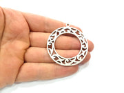 Circle Frame Pendant Silver Pendant Antique Silver Plated Metal (48mm) G14437