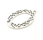 2 Oval Frame Charm Silver Charms Antique Silver Plated Metal (49x29mm) G11423