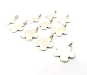 10 Flower Charm Silver Charms Antique Silver Plated Metal (18x13mm) G12305