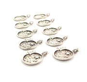 20 Moon Charm Silver Charms Antique Silver Plated Metal (13mm) G12307