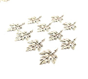 50 Leaf Charm Silver Charms Antique Silver Plated Metal (25x17mm) G12313