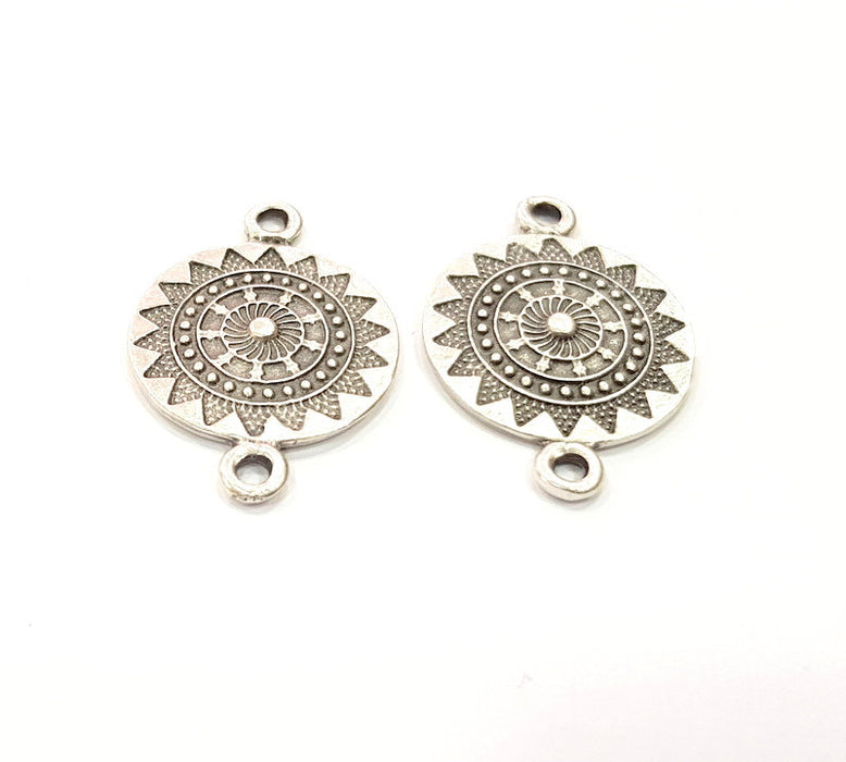 4 Silver Charms Antique Silver Plated Metal (30x20mm) G12317