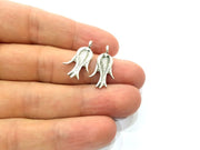 10 Tulip Charm Silver Charms Antique Silver Plated Metal (23x12mm) G12322