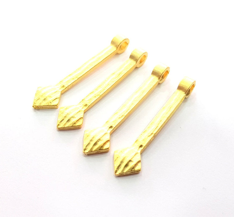 4 Gold Charm Gold Spike Charm Gold Plated Metal (40x8mm)  G12328