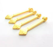 4 Gold Charm Gold Spike Charm Gold Plated Metal (40x8mm)  G12328