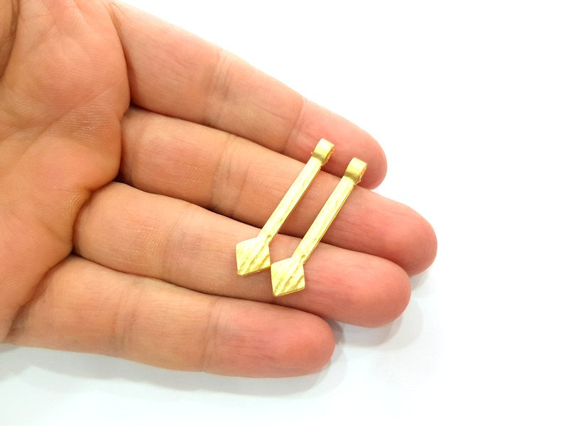 4 Gold Charm Gold Spike Charm Gold Plated Metal (40x8mm)  G12328