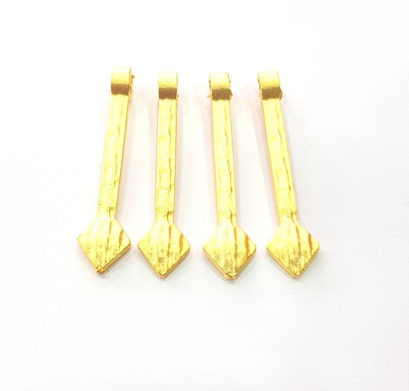 4 Gold Charm Gold Spike Charm Gold Plated Metal (40x8mm)  G12328