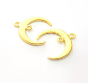 2 Crescent Charm Gold Moon Charm Gold Plated Charms  (28mm)  G12329