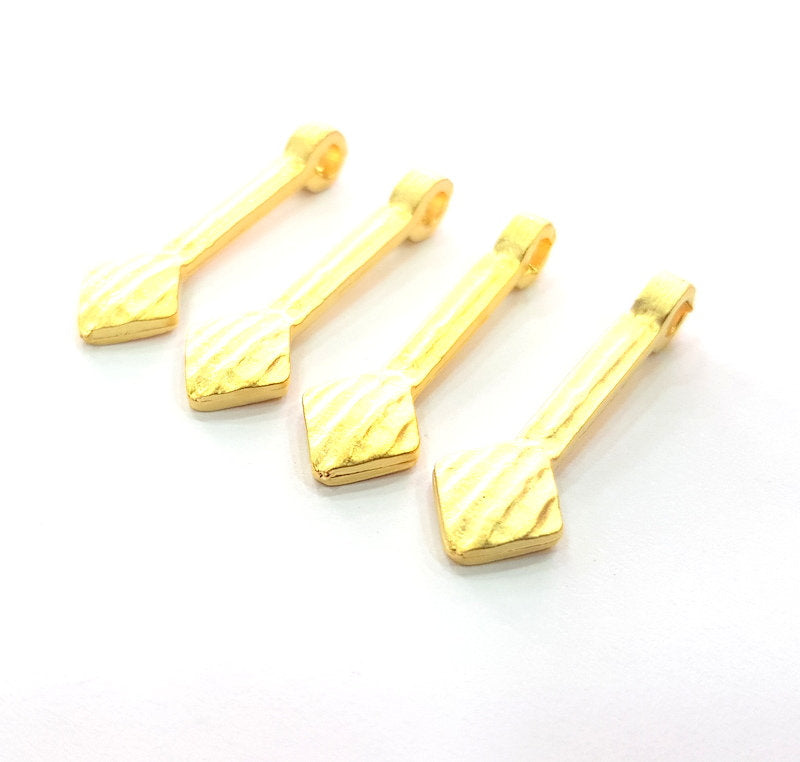 4 Gold Charm Gold Spike Charm Gold Plated Metal (30x8mm)  G12332