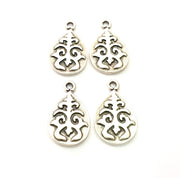 4 Silver Charms Antique Silver Plated Metal (27x15mm) G12333
