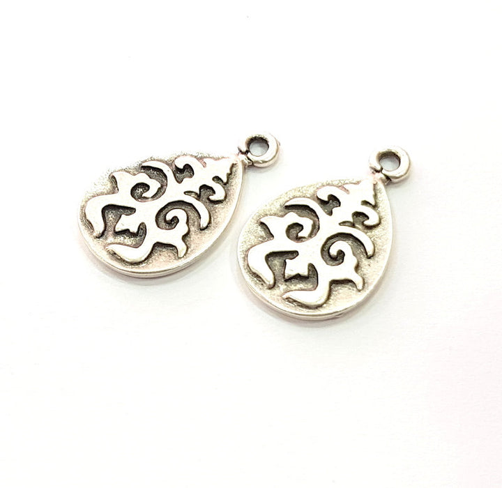 4 Silver Charms Antique Silver Plated Metal (27x15mm) G12333