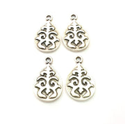 4 Silver Charms Antique Silver Plated Metal (27x15mm) G12333