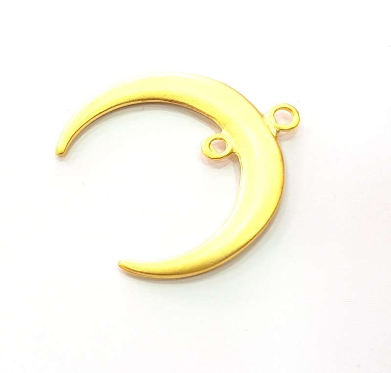 Crescent Charm Gold Moon Charm Gold Plated Charms  (39mm)  G12334