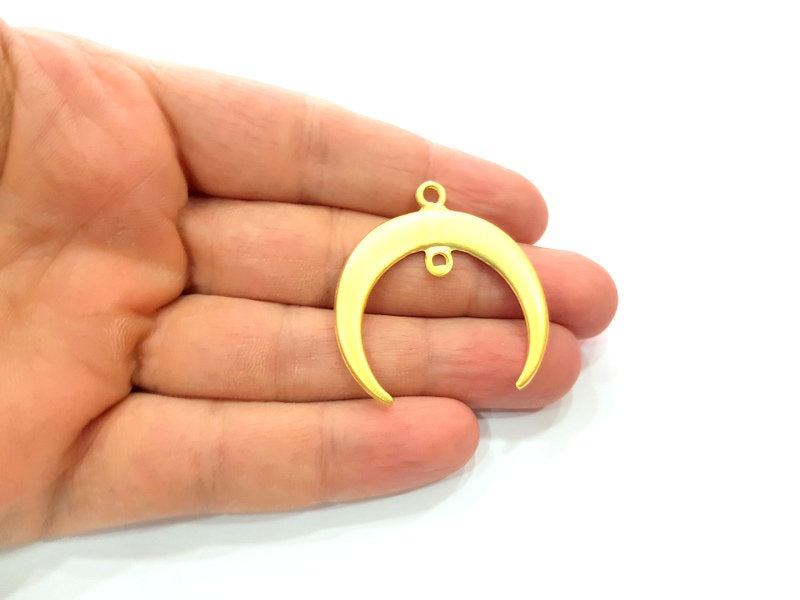 Crescent Charm Gold Moon Charm Gold Plated Charms  (39mm)  G12334