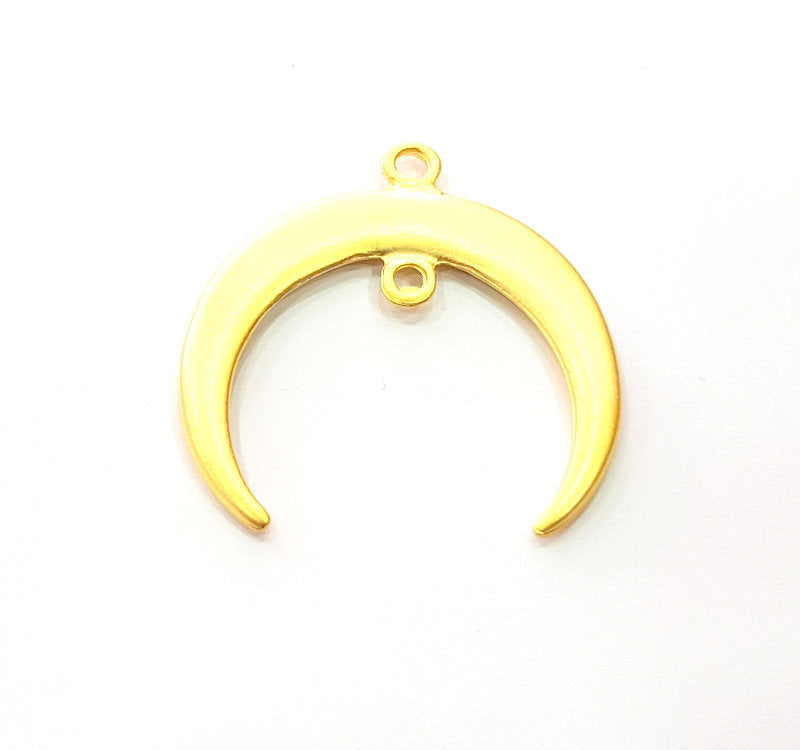 Crescent Charm Gold Moon Charm Gold Plated Charms  (39mm)  G12334