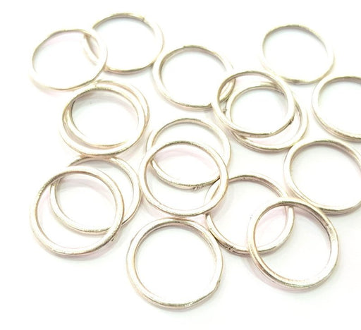 50 Silver Circle Connector Charms Antique Silver Plated Charms (16mm) G12338