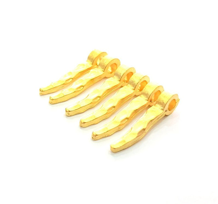 6 Gold Charm Gold Spike Charm Gold Plated Metal (27x5mm)  G12339