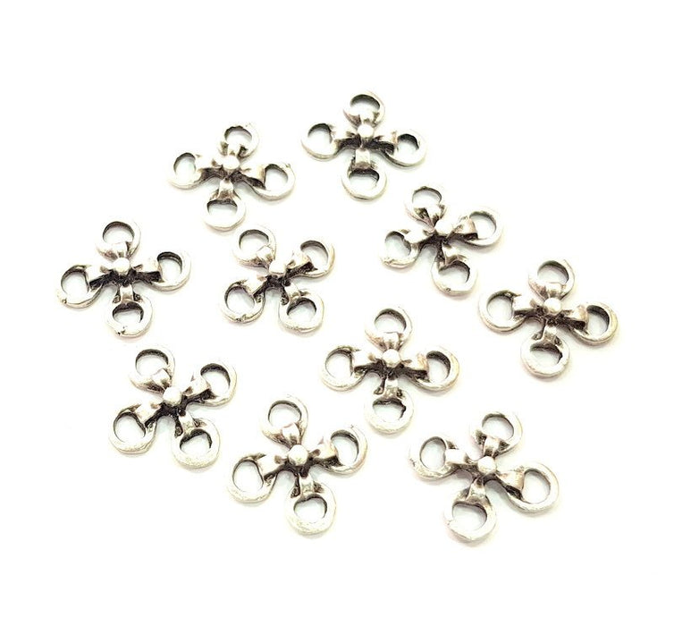 20 Silver Connector Charms Antique Silver Plated Charms (14mm) G12344