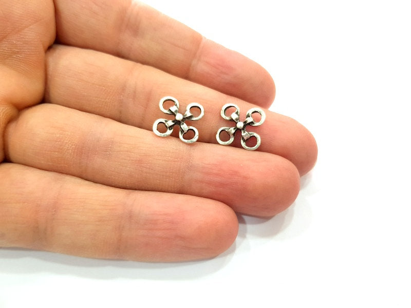 20 Silver Connector Charms Antique Silver Plated Charms (14mm) G12344