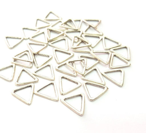 20 Silver Triangle Connector Charms Antique Silver Plated Charms (11mm) G12345