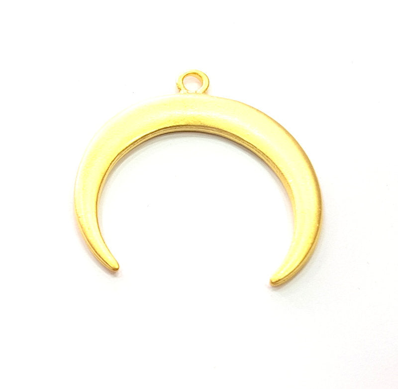 Crescent Charm Gold Moon Charm Gold Plated Charms  (39mm)  G12347