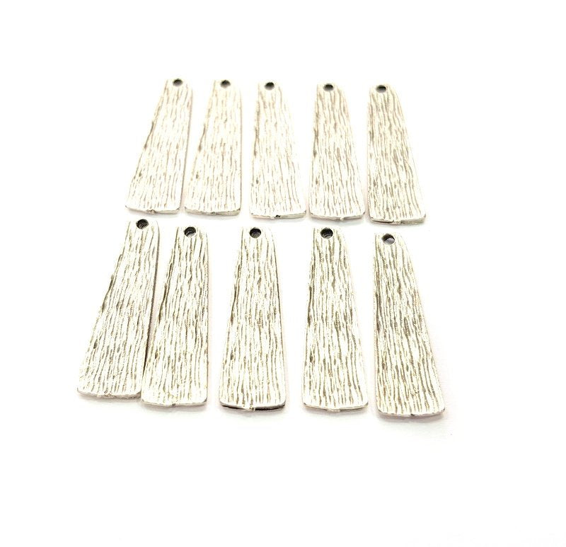 10 Silver Charms Antique Silver Plated Charms (28x8mm) G8131
