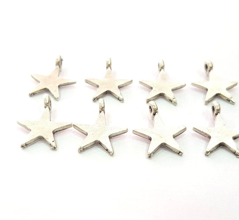 20 Star Charm Silver Charms Antique Silver Plated Metal (16x12mm) G12353