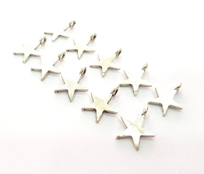 20 Star Charm Silver Charms Antique Silver Plated Metal (16x12mm) G12353