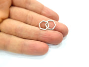 20 Silver Hexagon Connector Charms Antique Silver Plated Charms (13mm) G12354