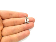 8 Sailboat Charm Silver Charms Antique Silver Plated Metal (21x14mm) G12356