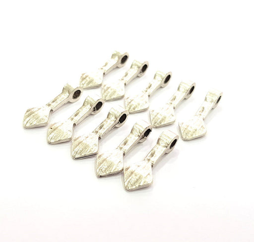 10 Silver Charms Antique Silver Plated Metal (22x9mm) G12358