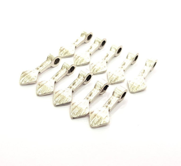 10 Silver Charms Antique Silver Plated Metal (22x9mm) G12358