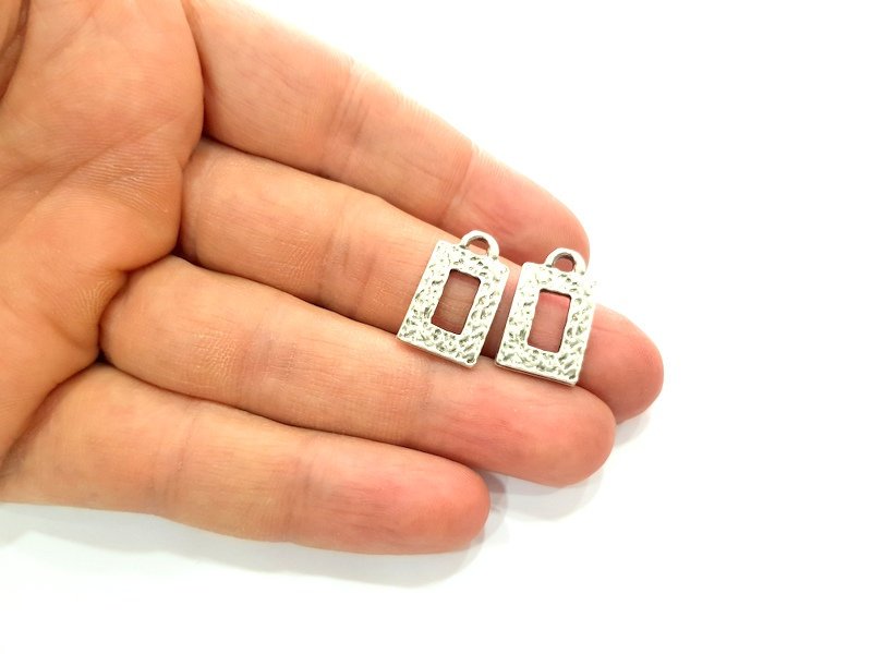 5 Silver Charms Antique Silver Plated Metal (24x11mm) G7534