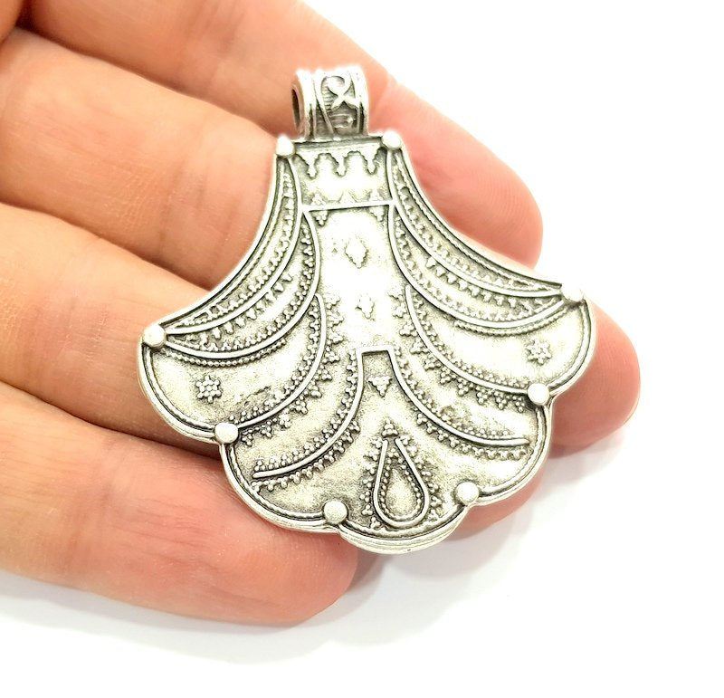 Silver Pendant Antique Silver Plated Metal (55x49mm) G12361