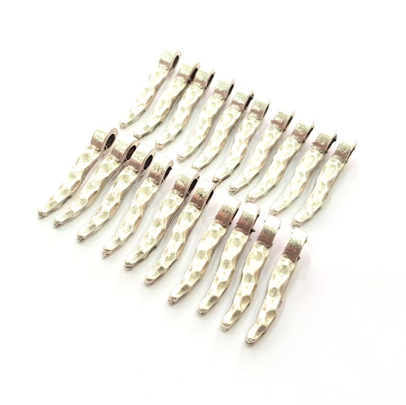 10 Silver Charms Antique Silver Plated Metal (22x5mm) G12362