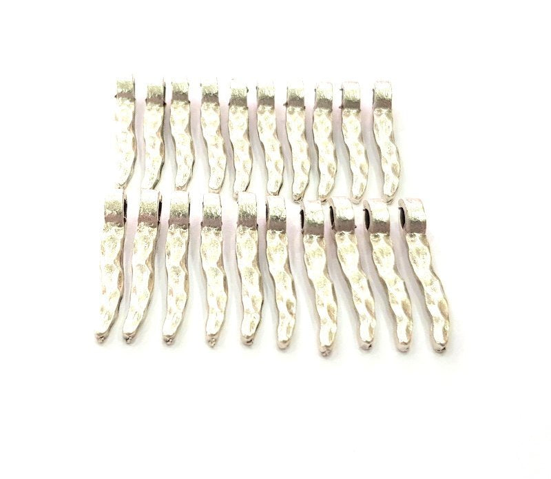 10 Silver Charms Antique Silver Plated Metal (22x5mm) G12362